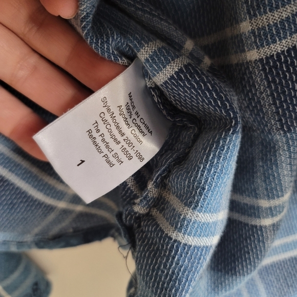 CURRENT/ELLIOTT, The Perfect Shirt, Reflektor Plaid, Blue and White, Size 1 (S) - Picture 6 of 10